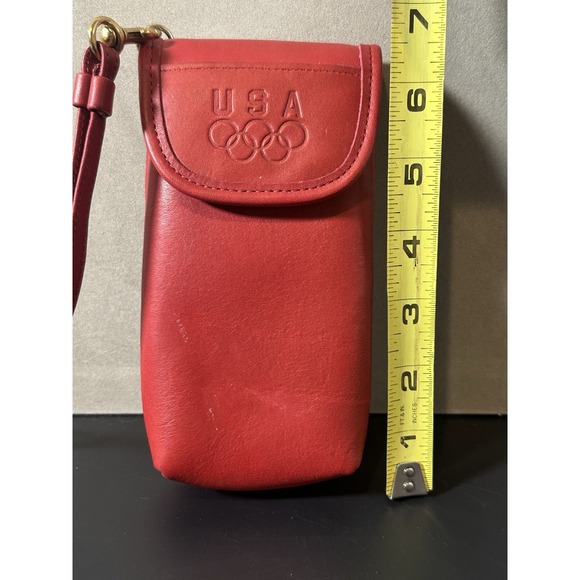 Vintage Coach USA Olympic Red Leather Phone Case Wristlet /wallet - Picture 4 of 8